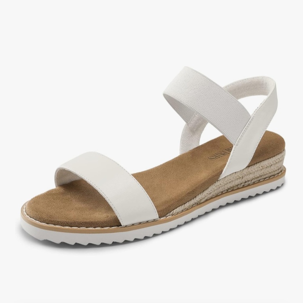 White Ankle Strap Sandals by Dream Pairs